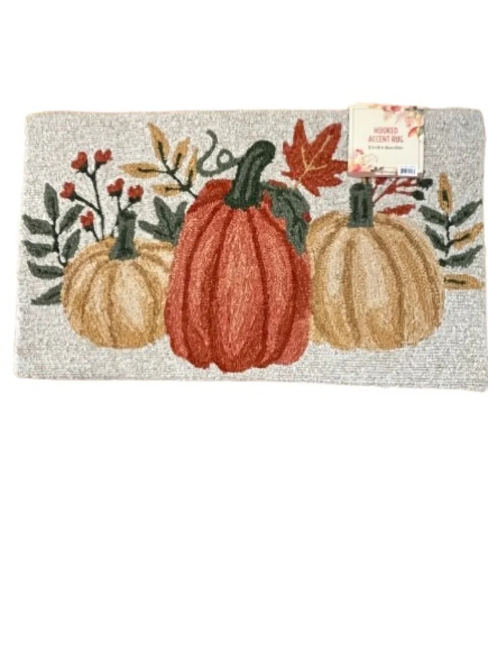 🆕- Fall Harvest Hand Hooked Pumpkin Accent Rug, 22